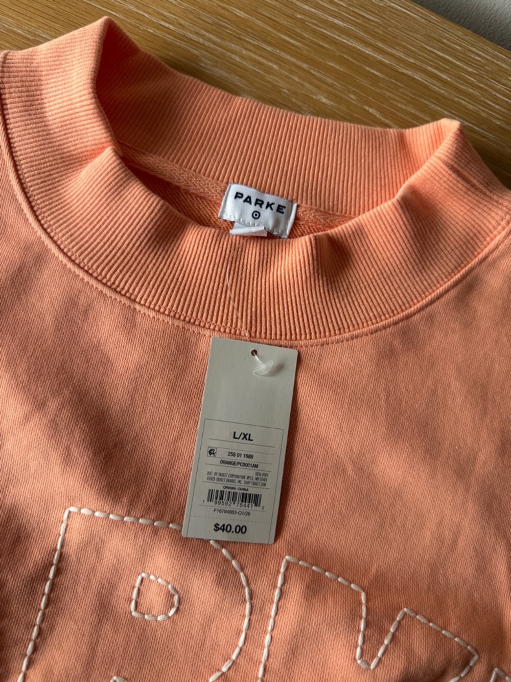 Parke x Target | Women's Mockneck Pullover Sweatshirt | Peach Orange L/XL NWT! - Picture 7 of 13